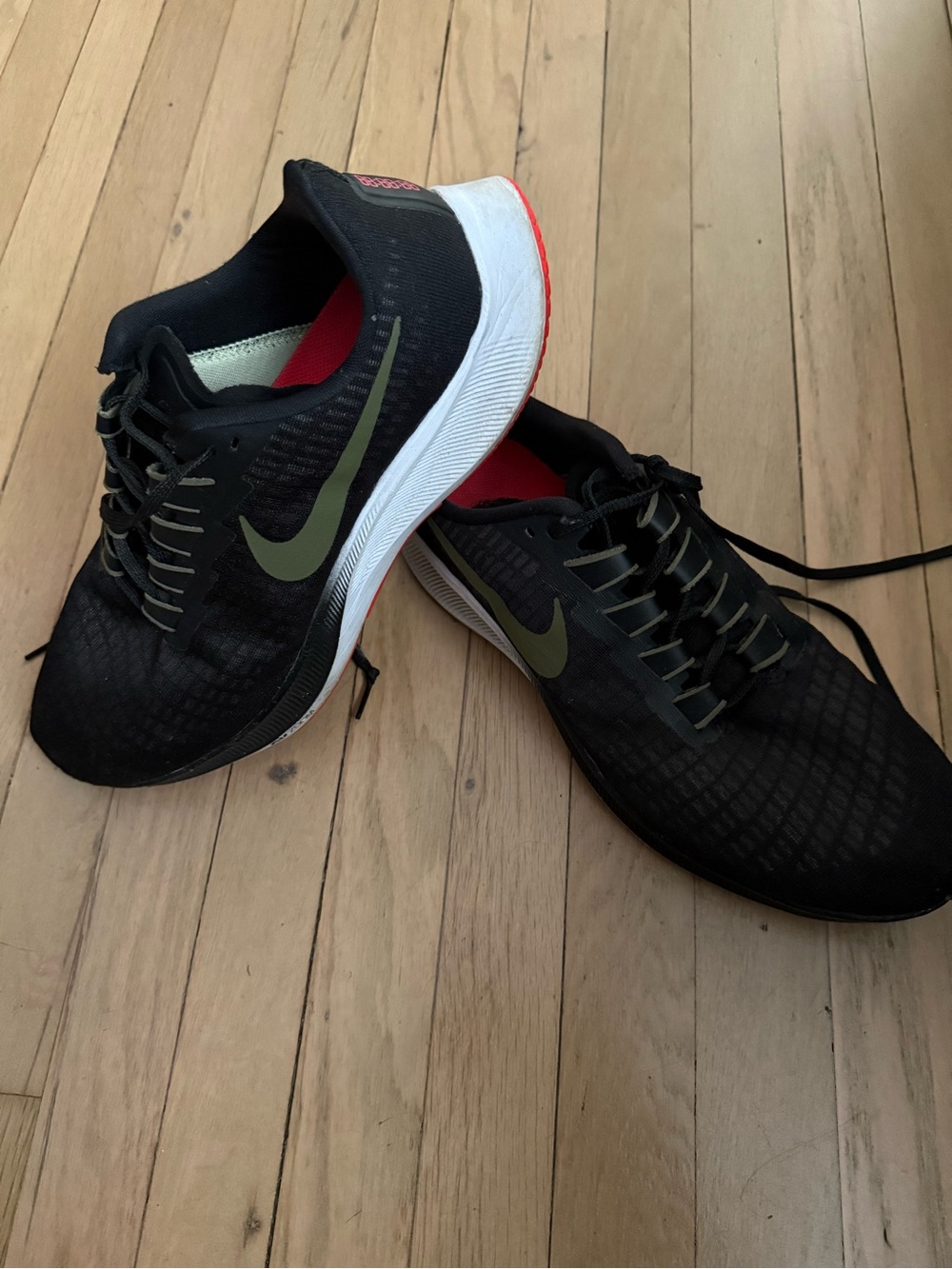Nike Black Athletic Shoes with Olive Swoosh - Picture 3 of 4